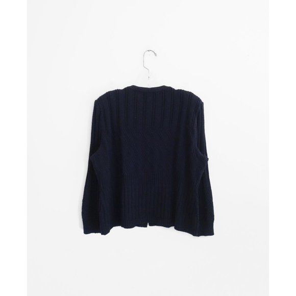 St. John Collection by Marie Gray Black Ribbed Knit Cardigan size 16 Large - Picture 4 of 6